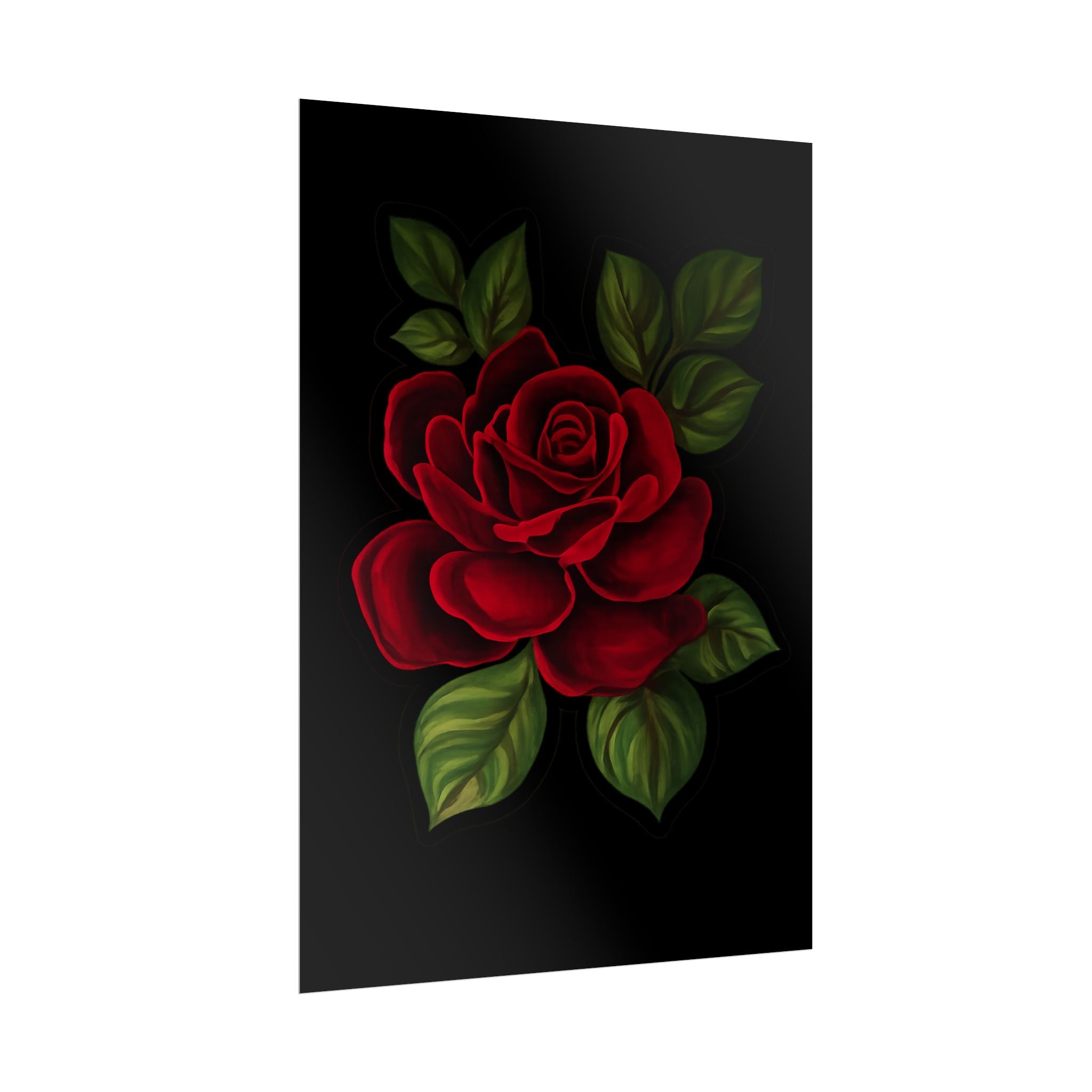 Red Rose Art Poster — Romantic Floral Wall Print (Rolled Poster)