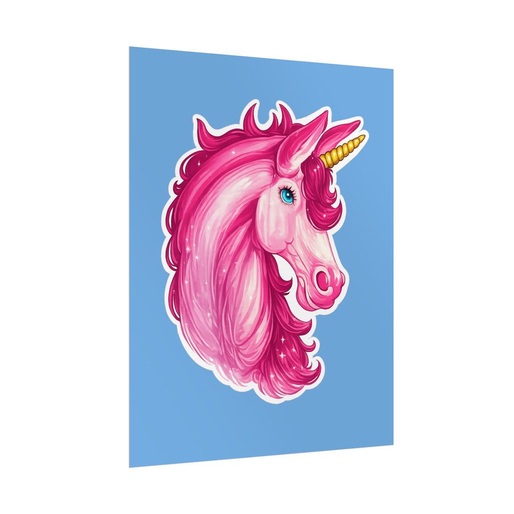 Pink Unicorn Head Rolled Poster — Cute Fantasy Wall Art for Kids' Rooms & Gifts