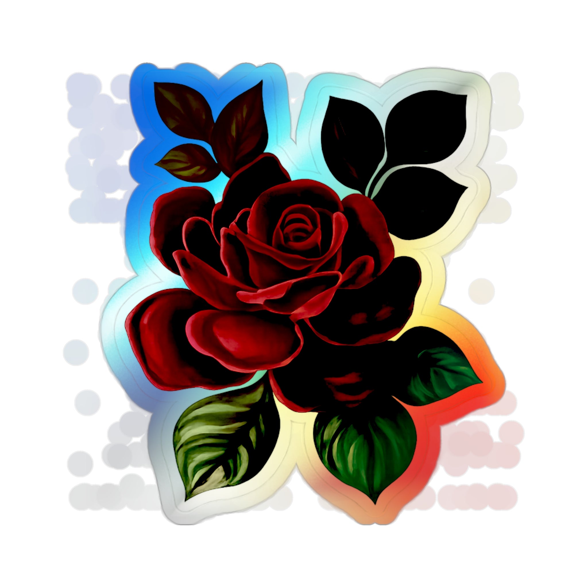 Holographic Rose Die-Cut Sticker — Iridescent Floral Skateboard Decal