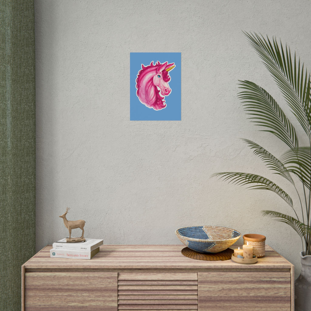 Pink Unicorn Head Rolled Poster — Cute Fantasy Wall Art for Kids' Rooms & Gifts