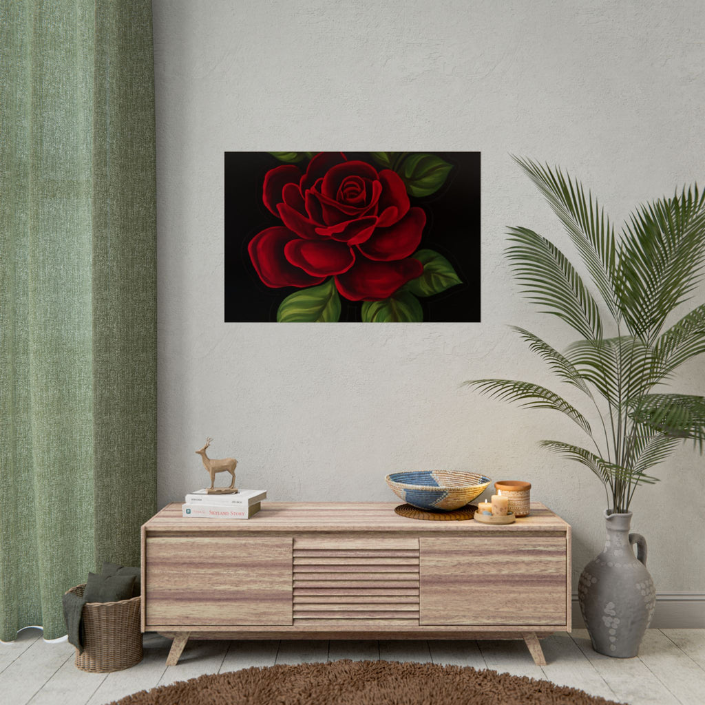 Red Rose Art Poster — Romantic Floral Wall Print (Rolled Poster)
