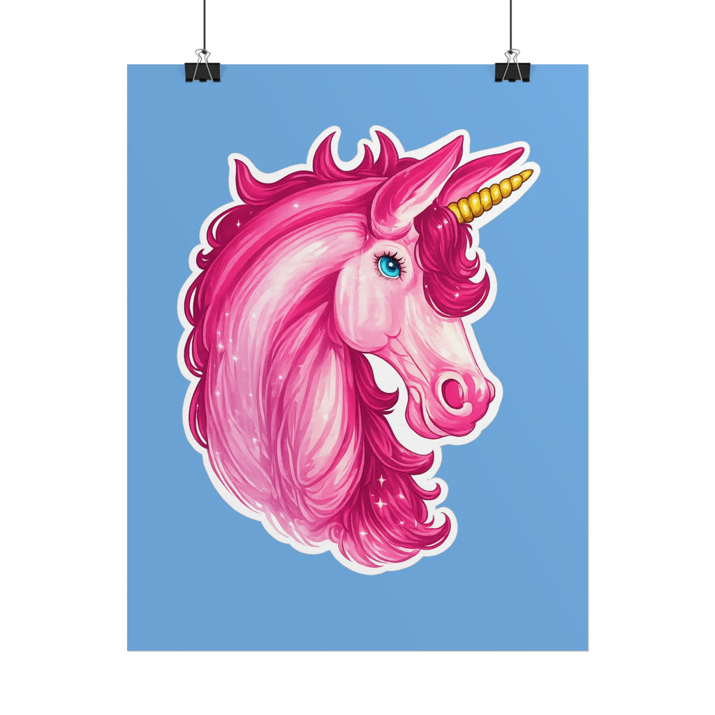 Pink Unicorn Head Rolled Poster — Cute Fantasy Wall Art for Kids' Rooms & Gifts