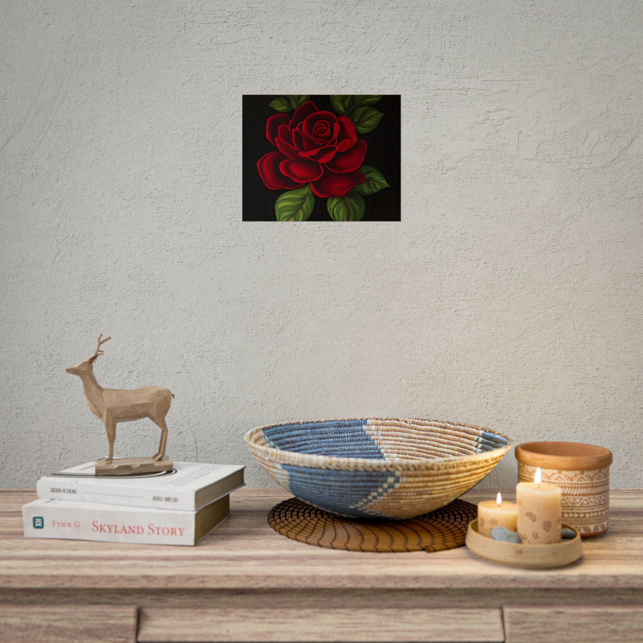 Red Rose Art Poster — Romantic Floral Wall Print (Rolled Poster)
