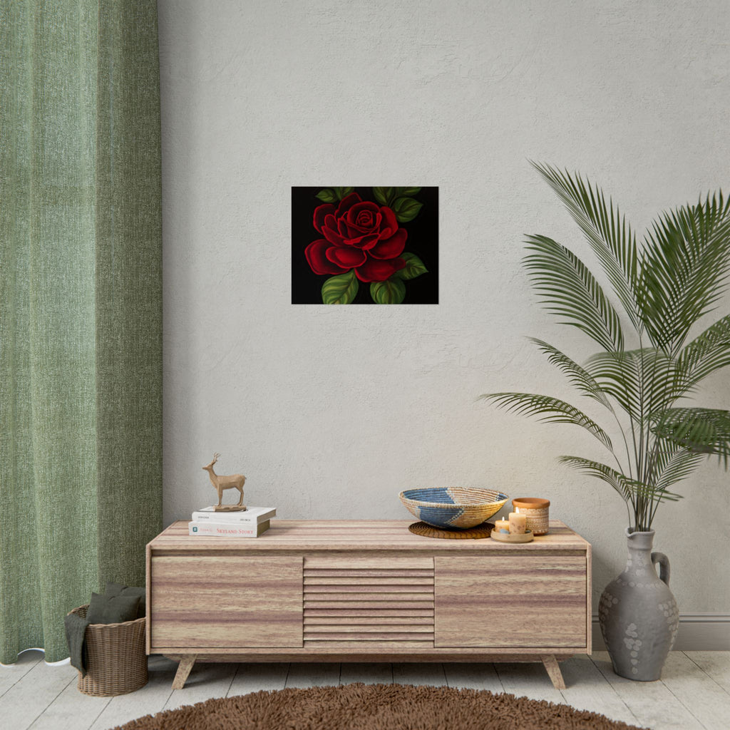 Red Rose Art Poster — Romantic Floral Wall Print (Rolled Poster)