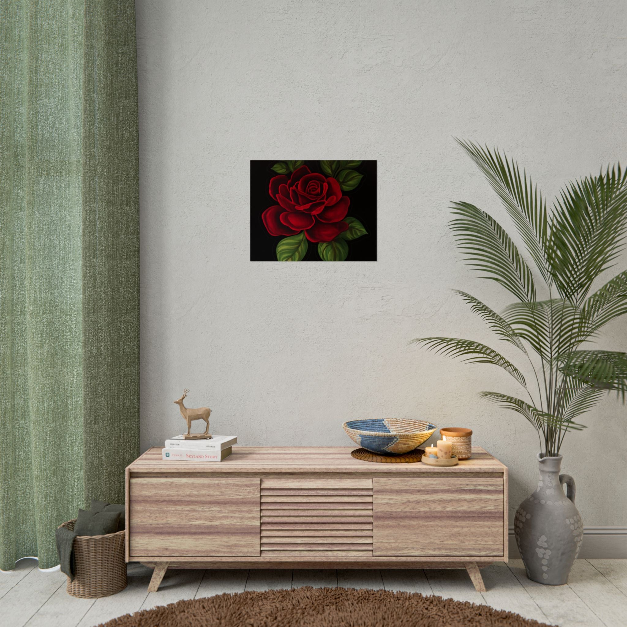 Red Rose Art Poster — Romantic Floral Wall Print (Rolled Poster)